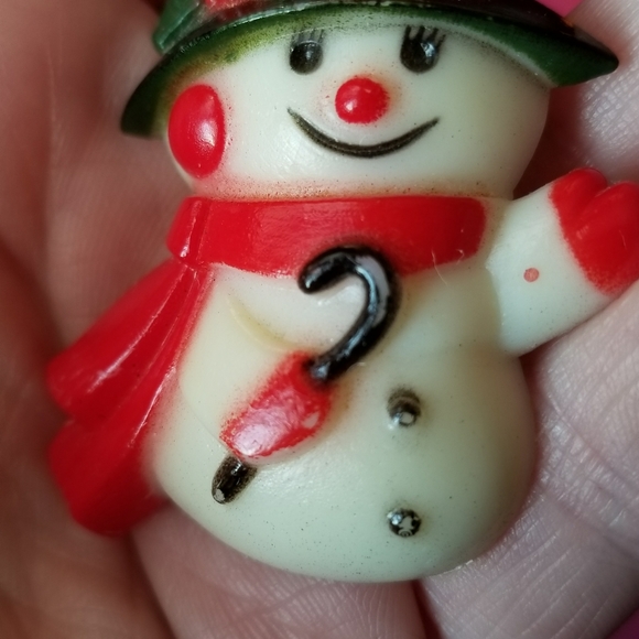 Vintage Snowman brooch pin frosty Christmas holiday festive - Picture 7 of 8